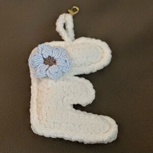 Crochet Initial E Bag Charm Purse Backpack Keychain Handmade
